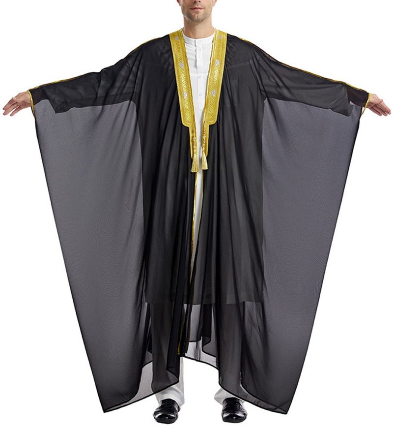 MAISUN Men’s Arabic Bisht Cloak – Traditional Kandora Overcoat for Eid & Weddings - Image 3